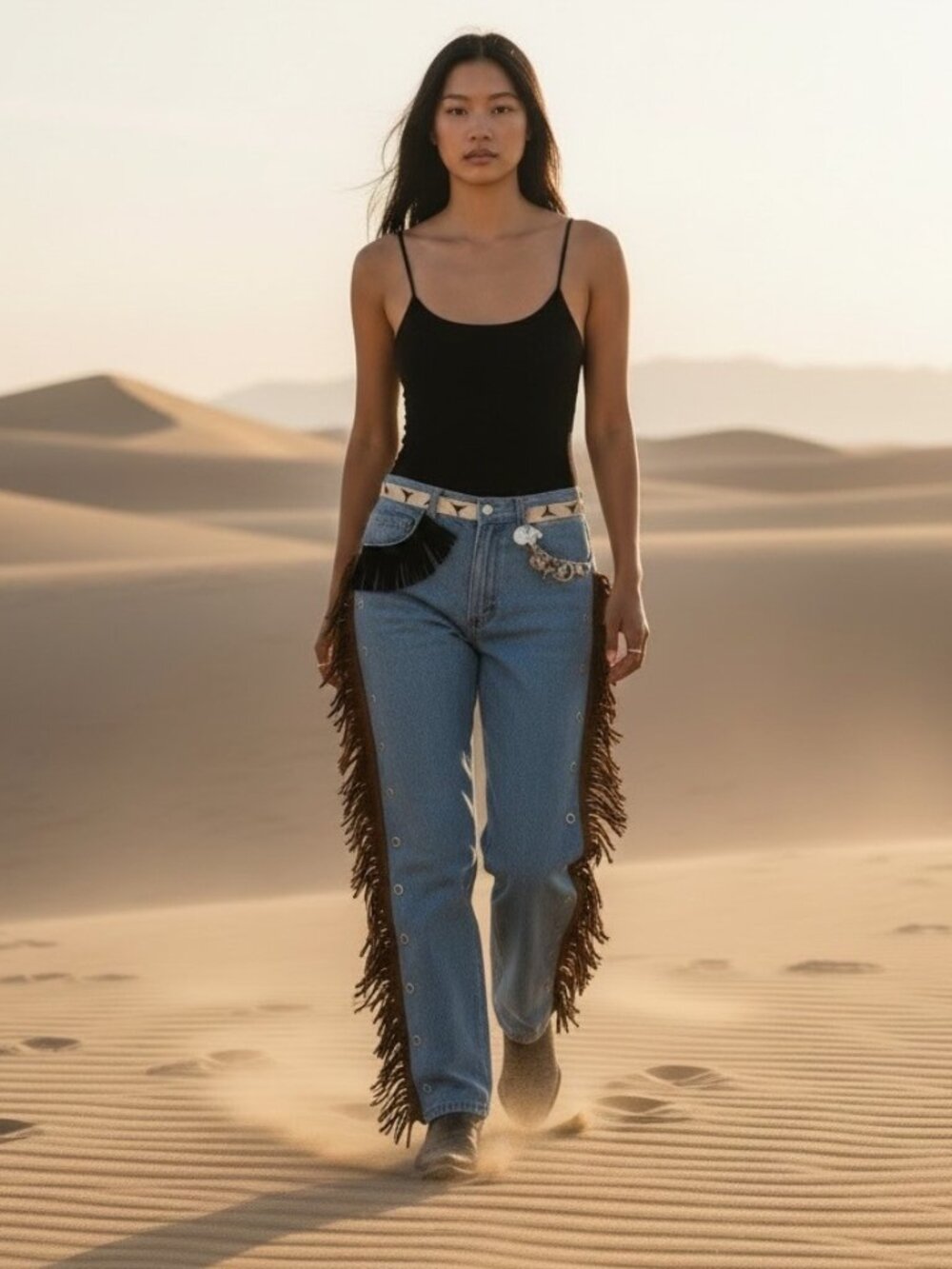 Western Not Just Jeans Fringe Jeans 6 Straight Tapered High Rise Cowgirl